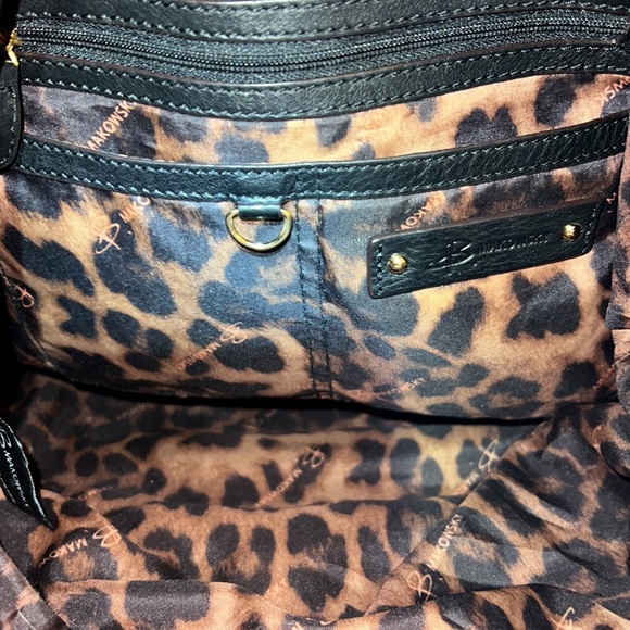 B. Makowsky Black Leather Gold Accent Shoulder bag - Picture 2 of 7